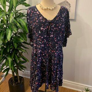 Penningtons Navy Blue Floral Shirt Sleeve Dress